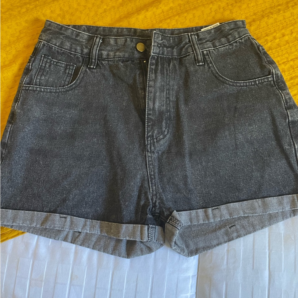 Black jean shorts